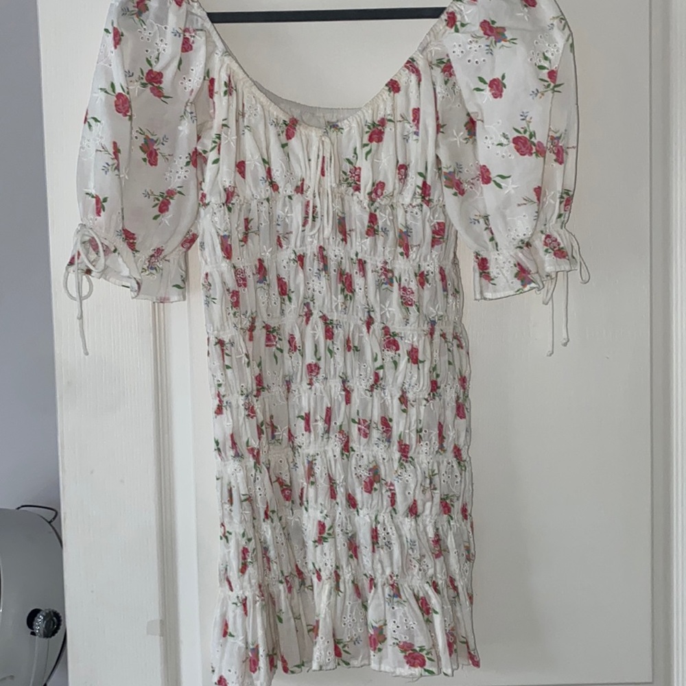 Cinched eyelet fitted sundress